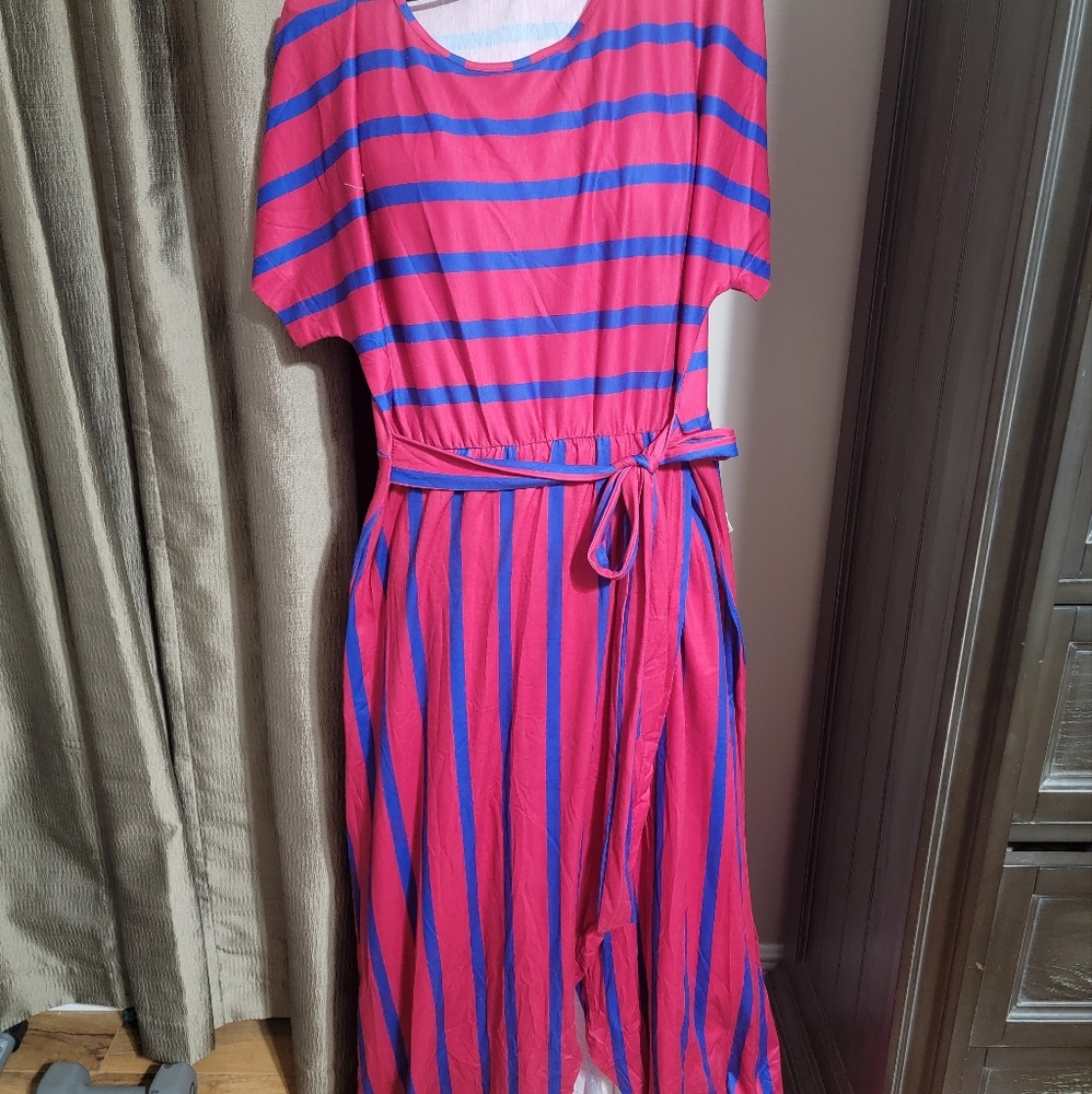 Striped high low maxi